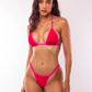 TOP TRIÁNGULO + MINI TANGA REGULABLE ROJO CON ROSA