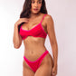 TOP CON ARO + TANGA ASA DELTA ROJO CON ROSA