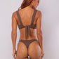 TOP V + TANGA ASA DELTA LUNARES MARRÓN