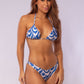 TOP TRIÁNGULO METAL + TANGA AVIADOR ARABESCO AZUL