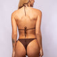 TOP TRIÁNGULO + TANGA SARA MIÇANGA LAZO CHEVRON MARRÓN