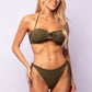 TOP RELLENO METAL + BRASILEÑA LAZO COLMENA VERDE MILITAR
