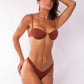 TOP CON ARO WAVE + TANGA ASA DELTA COLMENA MARRÓN